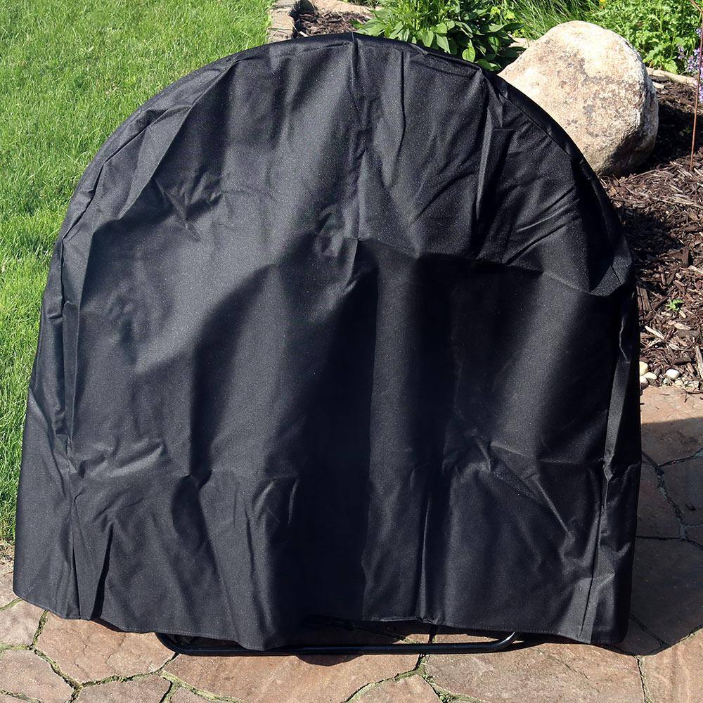 40" Black Steel Firewood Log Hoop Rack with PVC Cover