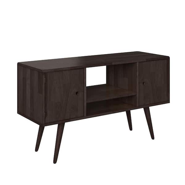 Handy Living Freemont Mid-Century in a Dark Brown with Doors Modern Wood Entertainment Cabinet