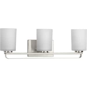 League Collection 3-Light Brushed Nickel Etched Glass Modern Farmhouse Bath Vanity Light
