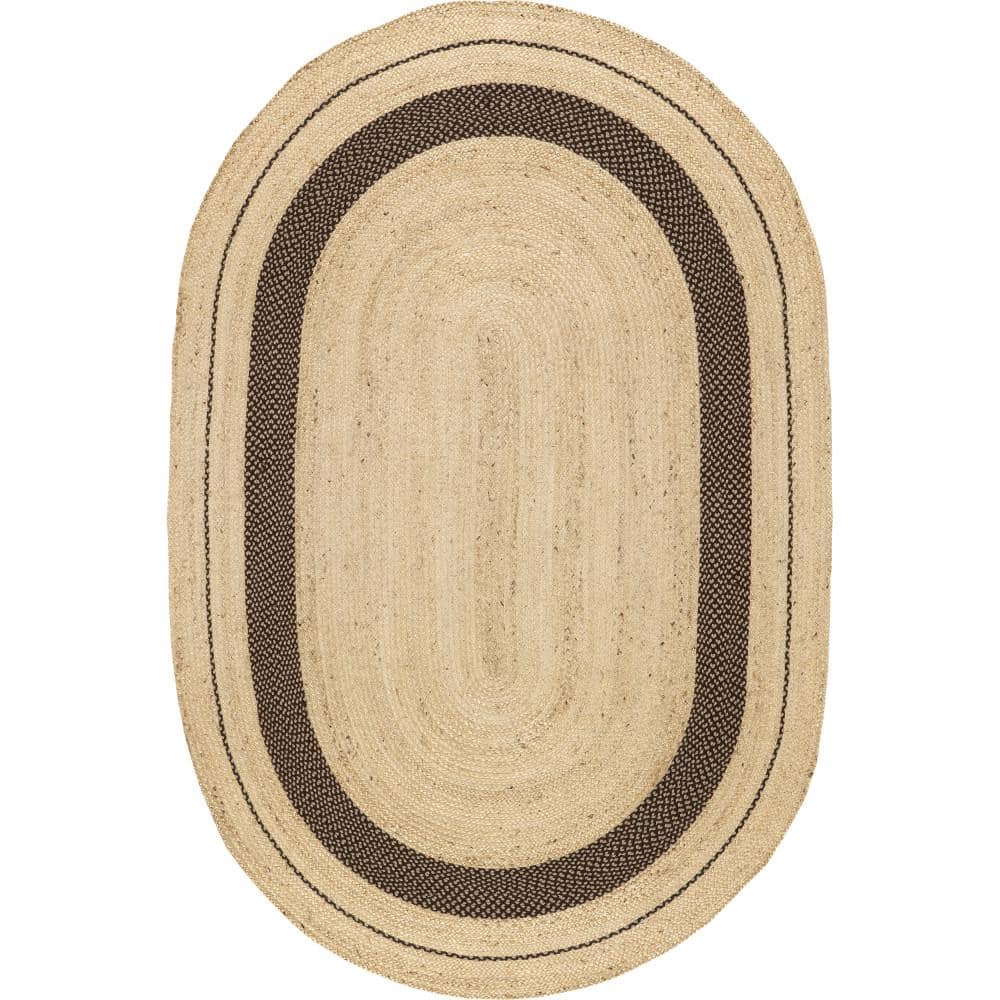 6 ft. x 9 ft. Dark Brown Cottage Oval Jute Oval Indoor/Outdoor Patio Oval Area Rug price history on PriceWatchPro