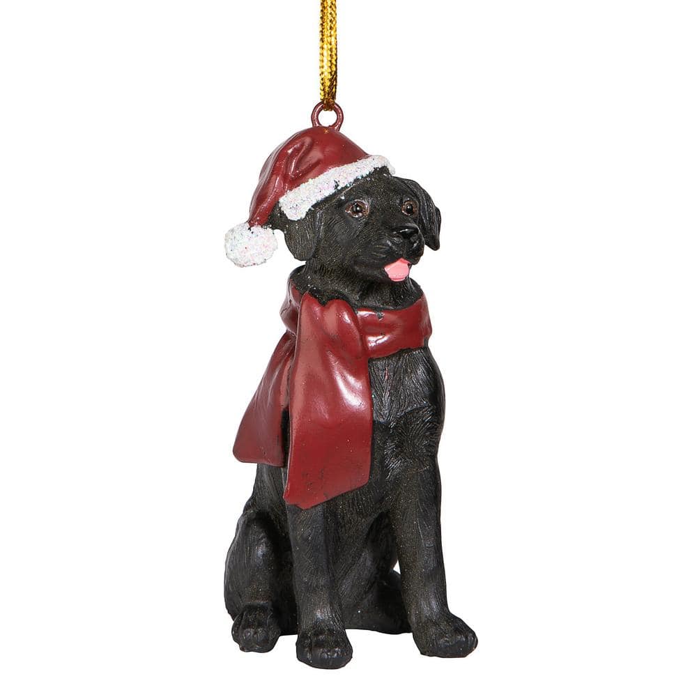 Design Toscano 3.5 in. Black Lab Holiday Dog Ornament Sculpture