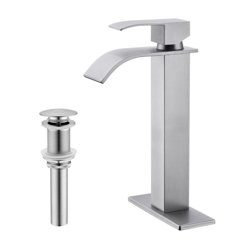Waterfall Spout Bathroom Sink Single Handle Faucet with Pop-Up Drain (No Overflow) price history on PriceWatchPro