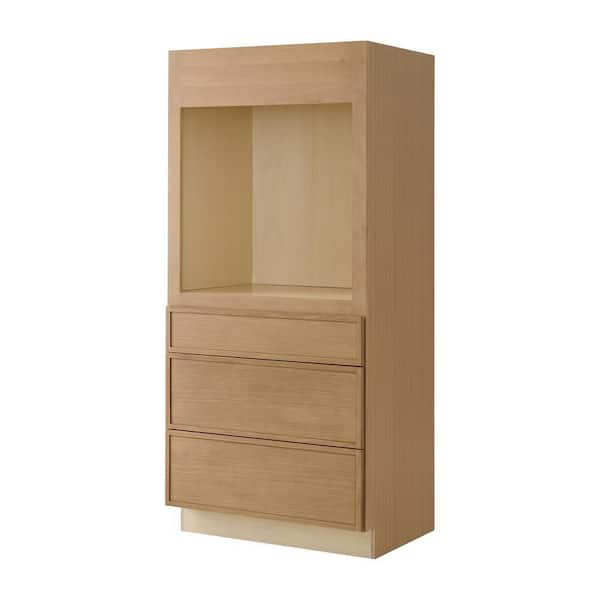 Leyton 33 in. W x 24 in. D x 72 in. H Ready to Assemble Plywood Slim Shaker Single Oven Kitchen Cabinet in White Oak