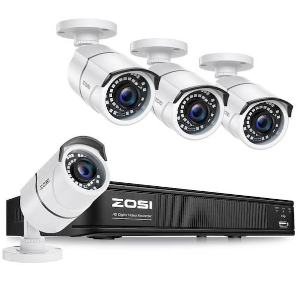 8-Channel H.265+ 3K-Lite DVR Home Security System w/ 4 Wired 1080P FHD Outdoor Bullet Audio Cameras,120 ft. Night Vision