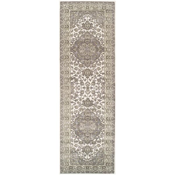Glendale Green 2 ft. 7 in. x 8 ft. Floral Medallion Polypropylene Area Rug