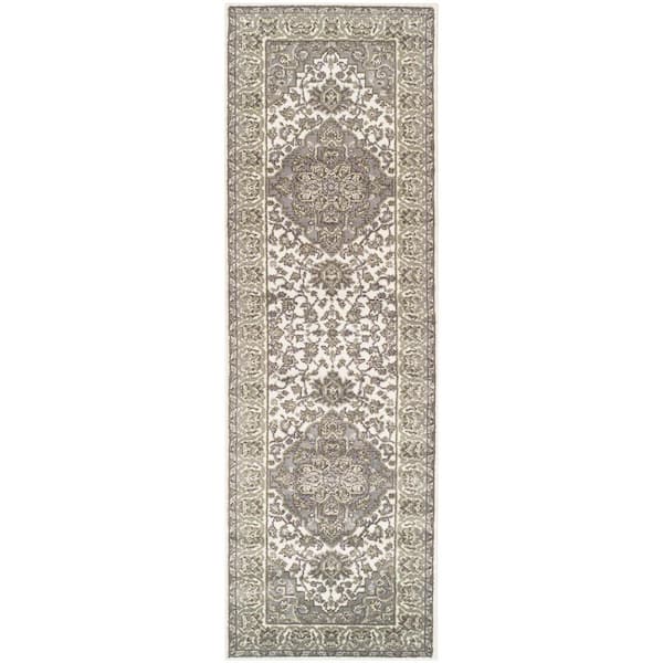 SUPERIOR Glendale Green 2 ft. 7 in. x 8 ft. Floral Medallion Polypropylene Area Rug