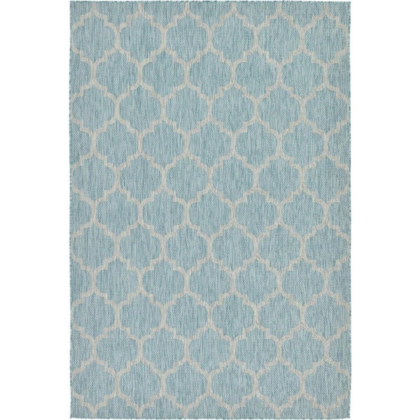 Outdoor Trellis Aquamarine 6' 0 x 9' 0 Area Rug