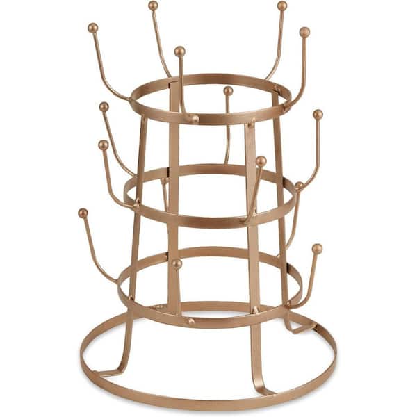 Unbranded Iron Kitchen Storage Collection 3-Tier Mug Tree Stand, 9.5x12.75 in Matte Rose Gold