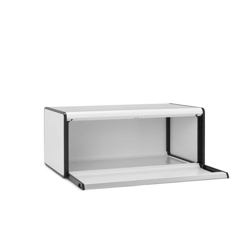 White Steel Fall Front Bread Box with Magnetic Seal