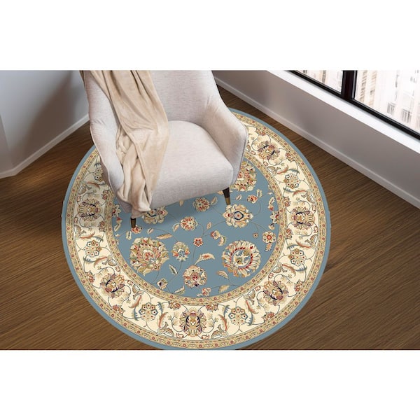 Judith Light Blue/Ivory 5 ft. x 5 ft. Round Indoor Area Rug