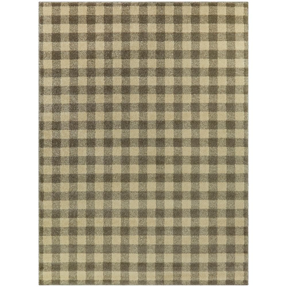BALTA Rogers Taupe 5 ft. x 7 ft. Gingham Area Rug 3008327 The Home Depot