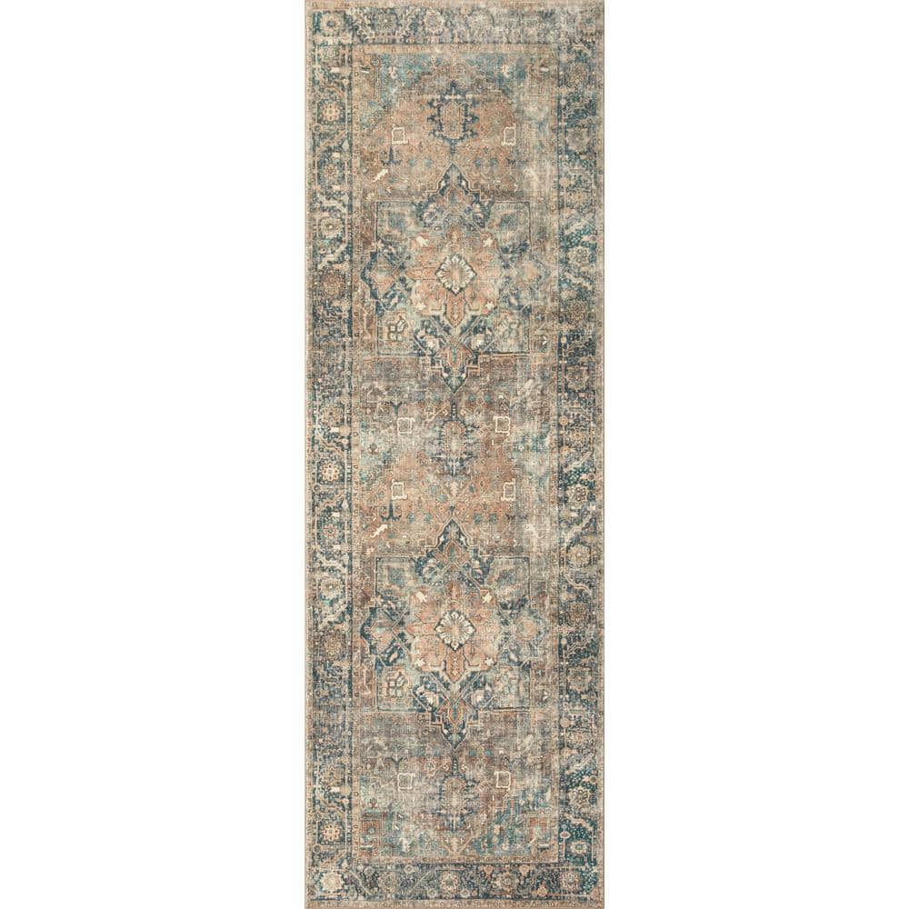 Elysian Blue Oriental 5' x 7'6" Synthetic Area Rug