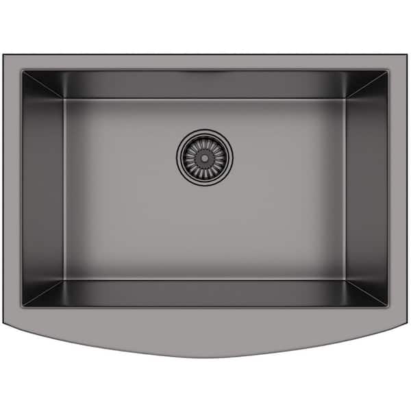 Hanover Black Stainless Steel 30- inch Flush Mount Single Bowl Farmhouse Apron Kitchen Sink
