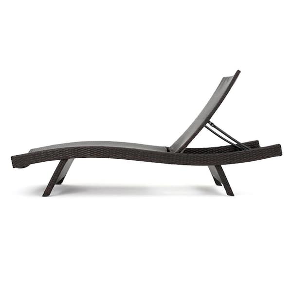 Miller Brown Adjustable Plastic Outdoor Patio Chaise Lounge
