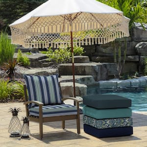 24 in. x 24 in. 2-Piece Deep Seating Outdoor Lounge Chair Cushion in Sapphire Aurora Blue Stripe