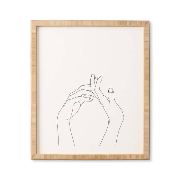 "Study Hands line drawing Abi" by The Colour Bamboo Framed People Art Print 14 in. x 16.5 in.