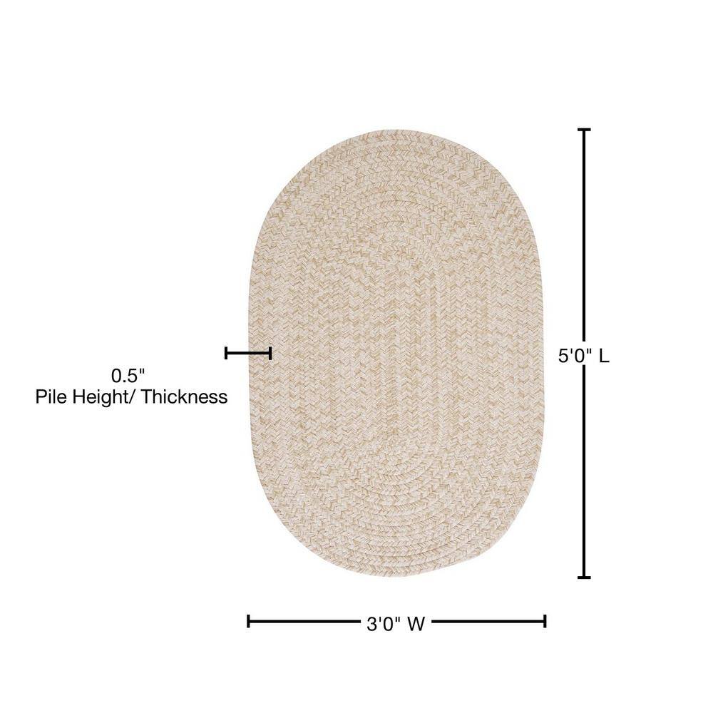 Tweed Natural Wool Blend Handmade Reversible Oval Area Rug, 3' x 5'