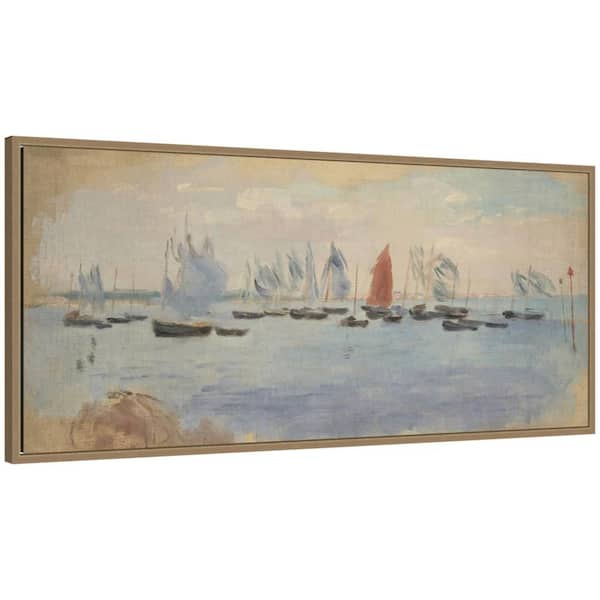 Sylvie "Brest Roadstead Jeanne Cadart" by Nostalgia Prints Beach Framed Canvas Art Print 18 in. x 40 in.