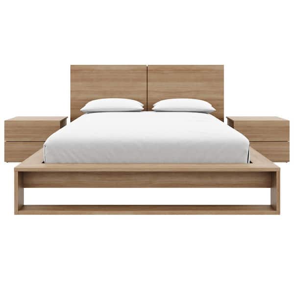 Birkin 4 Piece Brown Oak Composite Queen Size Bedroom Set