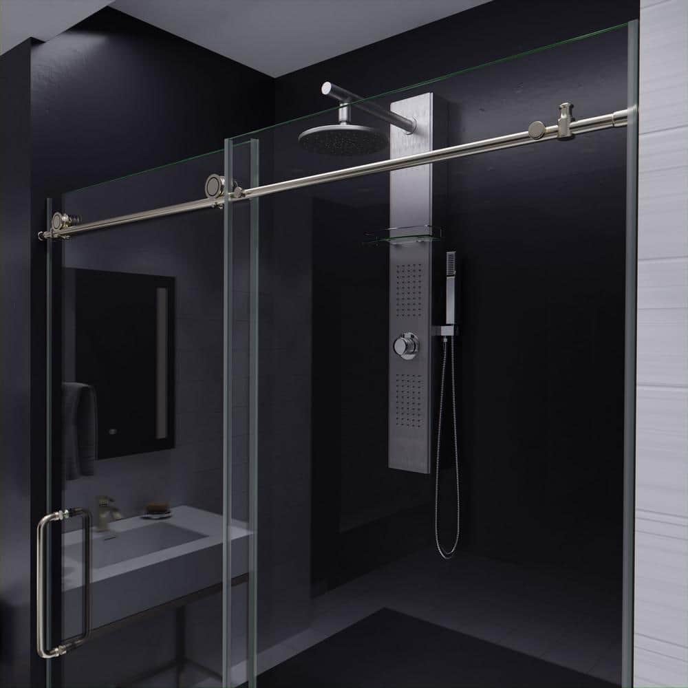 Madam Series 60" x 76" Brushed Nickel Frameless Sliding Shower Door