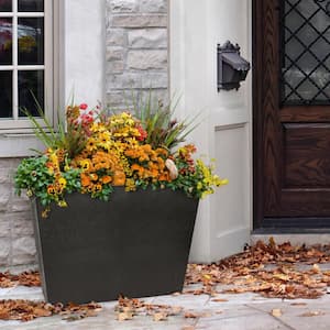 Sonata 20 in. H x 28 in W. Rectangle Slate Rubber Self-Watering Trough Decorative Pot