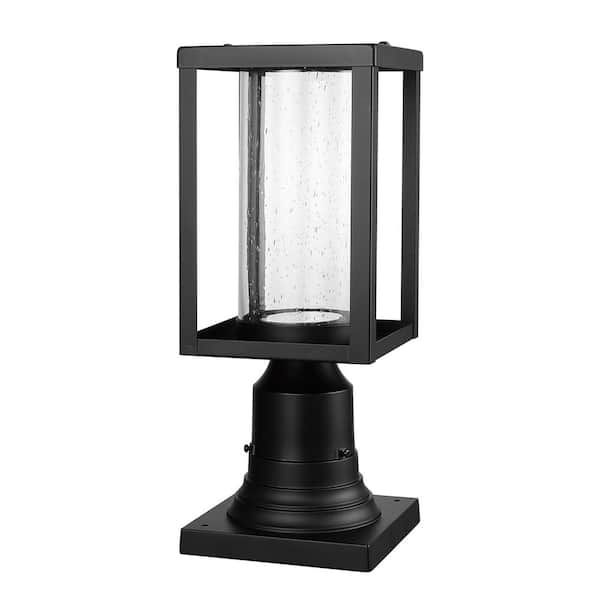 Globe Electric 1-Light Black Metal Hardwired Outdoor Weather Resistant Post Light with Integrated LED