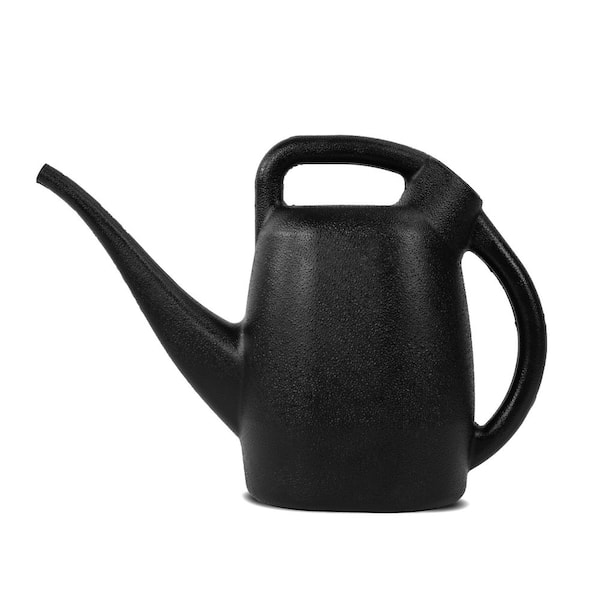 .5 Gallon Watering Can, Removable Nozzle, Drip-Free Sprinkler Head, Recycled Plastic, Black, 0.5 Gallon