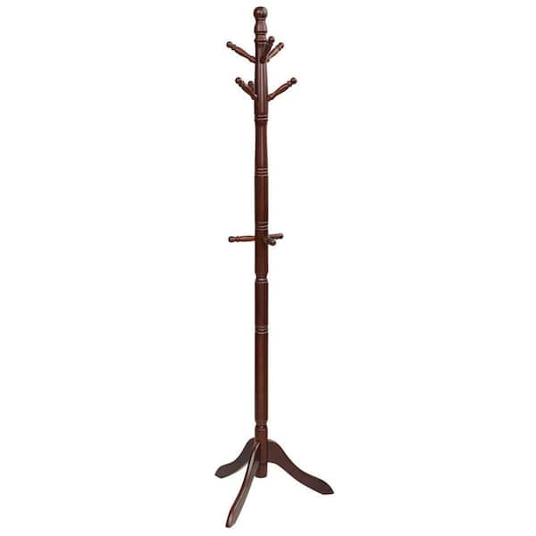 Walnut Free Standing Coat Rack Wooden Hall Tree 2 Adjustable Height With 9 Hooks Hw65614bn Walnut Free Standing Coat Rack Wooden, Black Walnut Metal Hall Tree Coat Hat Racks