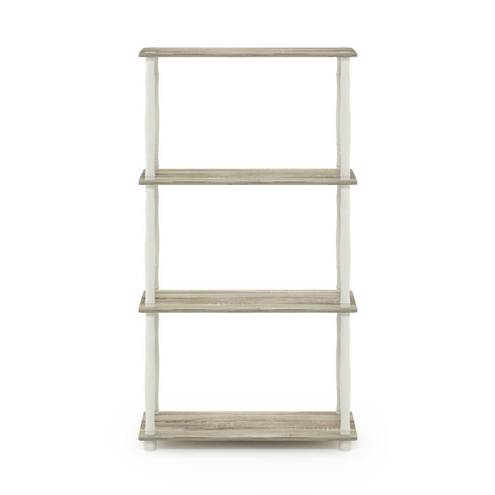 Sonoma Oak and White 4-Tier Multipurpose Shelf Display Rack
