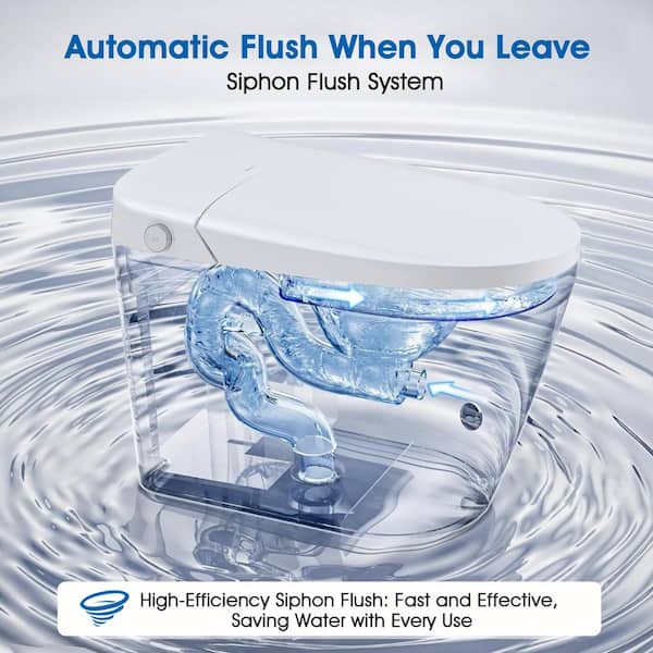 YASINU Tankless Elongated Electric Smart Toilet with Adjustable Bidet Seat, Auto 1.1/1.6 GPF