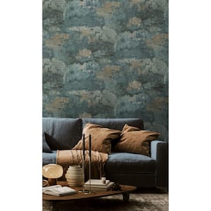 Teal Distressed Faux Concrete Effect Shelf Liner Wallpaper (57 sq. ft) Double Roll