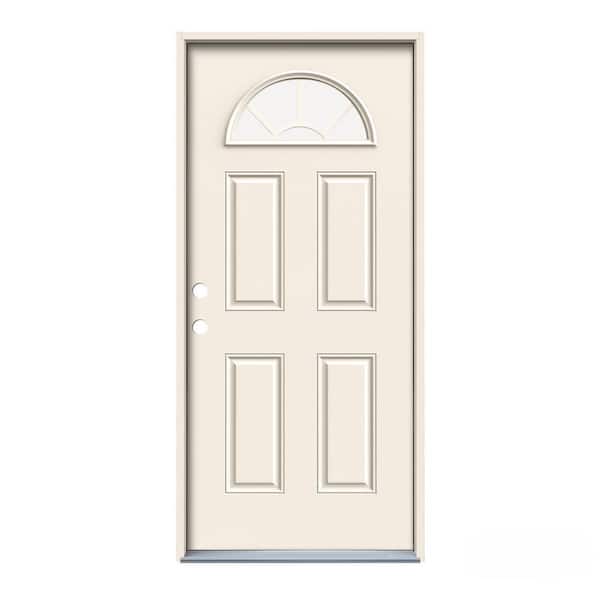 JELD-WEN 36 in. x 80 in. Fan Lite Primed Steel Prehung Right-Hand Inswing Front Door