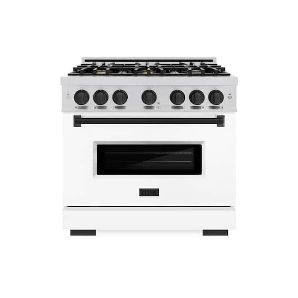 ZLINE Kitchen and Bath Classic 36 in. 6-Burner Dual Fuel Range with Convection Oven in Stainless Steel, Matte White, and Matte Black