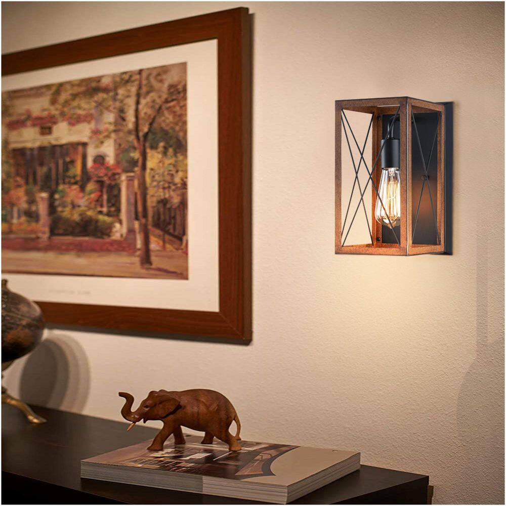 6.5 in. Width 1-Light Black And Barnwood Accents Finish Wall Sconce price history on PriceWatchPro