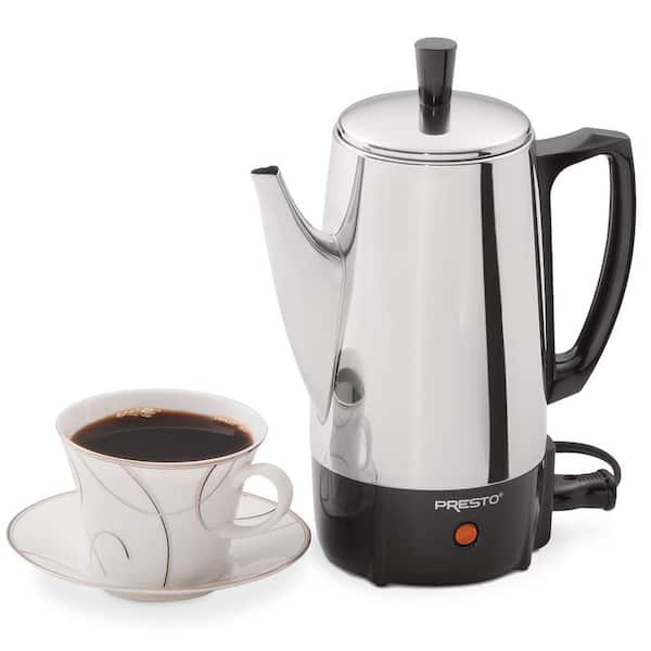 Presto 6-Cup Stainless Steel Coffee Maker, Silver