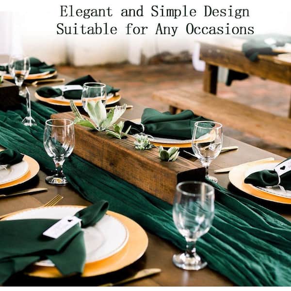 4-Pack Emerald Green Cheesecloth Table Runner 20 x 120 in. Gauze