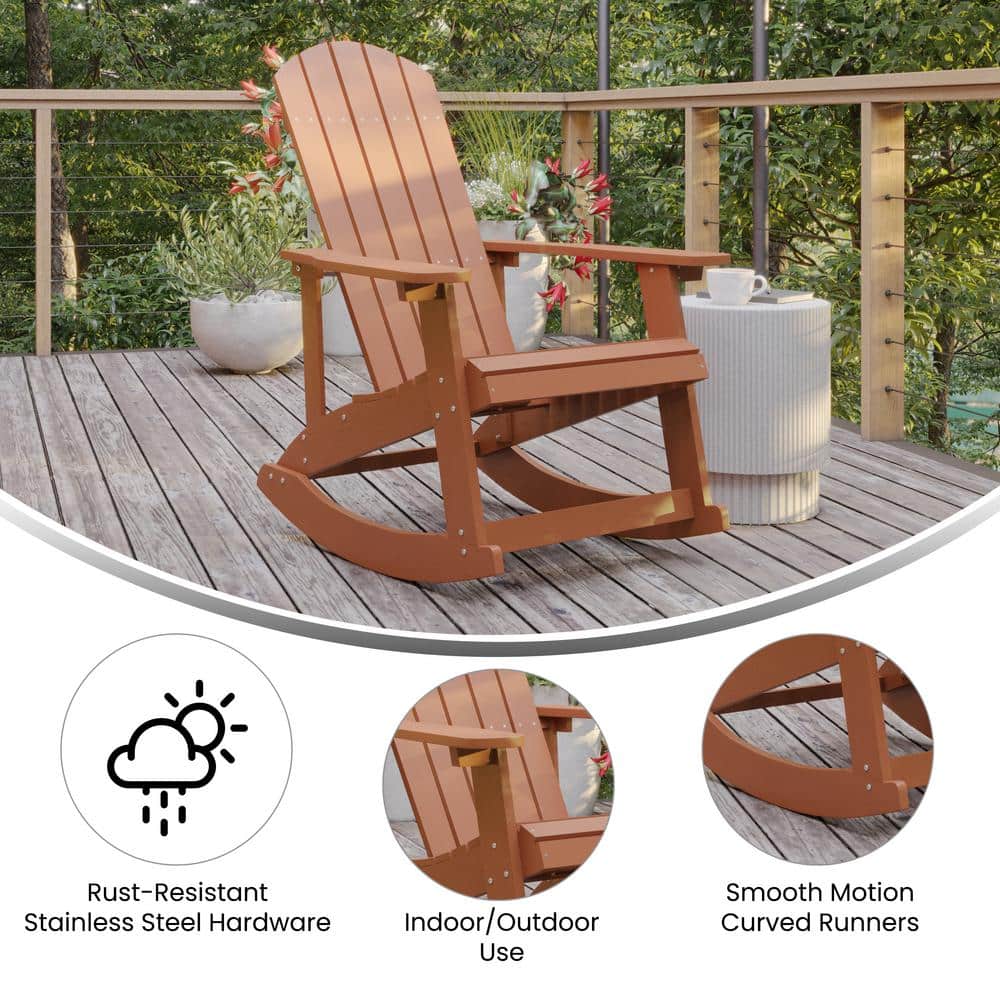 Red Polystyrene Adirondack Rocking Chair with Arms
