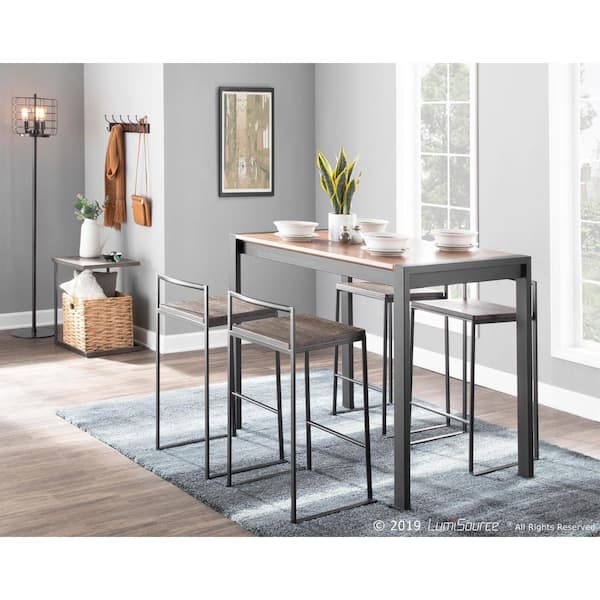 Fuji 28 in. Industrial Black and Espresso Counter Stool (Set of 2)