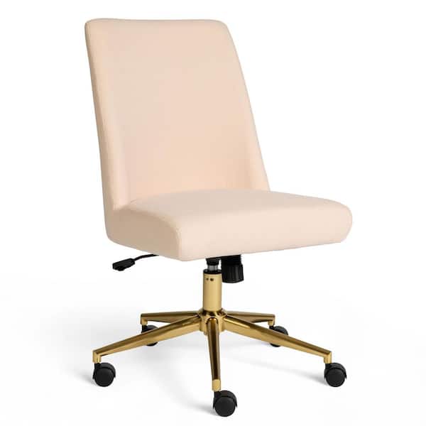 Maeve Fabric Swivel Office Chair in Conch Shell/Polished Brass