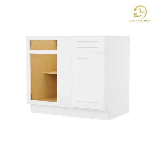 HOMLUX Easy-DIY 42 in. W x 24 in. D x 34.5 in. H in Shaker White Ready to Assemble Blind Bases Kitchen Cabinet