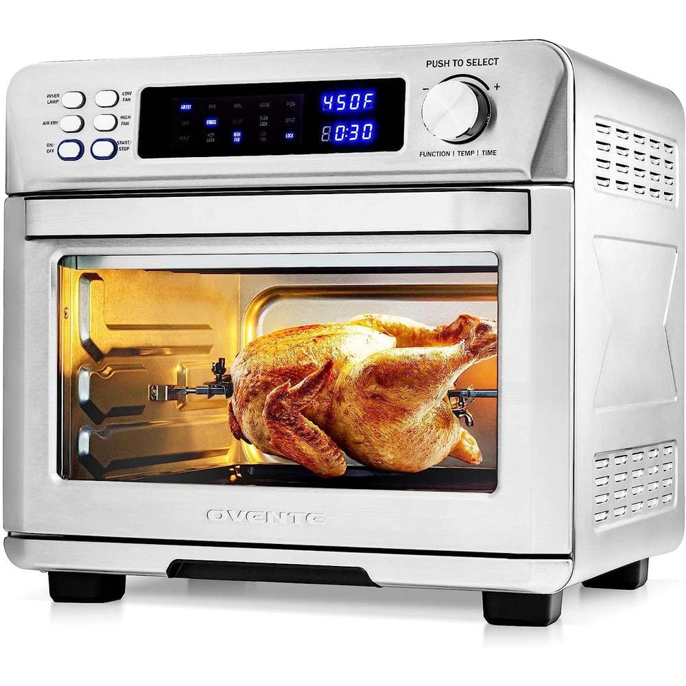 OVENTE 1700-Watt Stainless Steel Digital Countertop Multi-Function Air Fryer  Rotisserie Convection Oven and Dehydrator OFD4025BR The Home Depot
