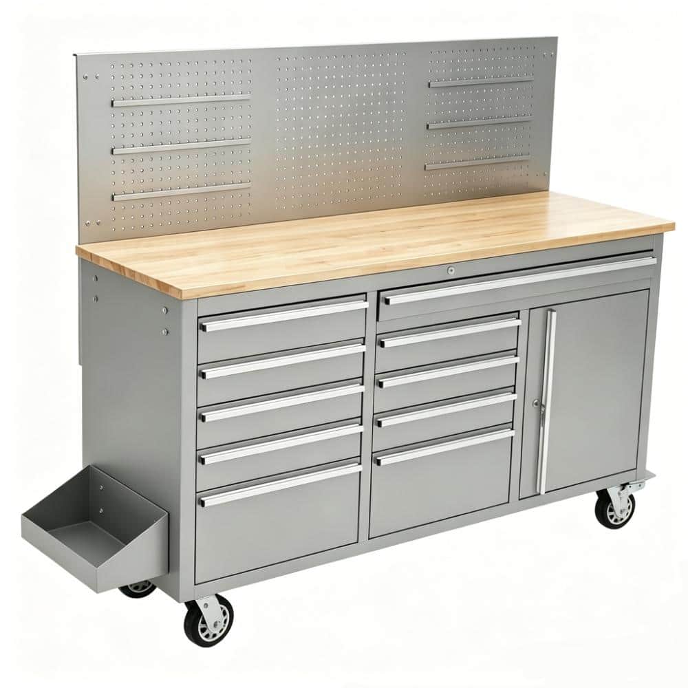 61-inch Rolling Tool Chest, 10 Drawers Garage Workbench Storage Tool Cabinet with Power Strip, 1675Lbs Capacity price history on PriceWatchPro