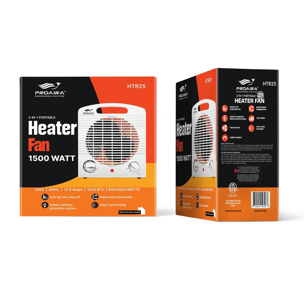 Proaira White Ceramic Electric Space Heater with Thermostat