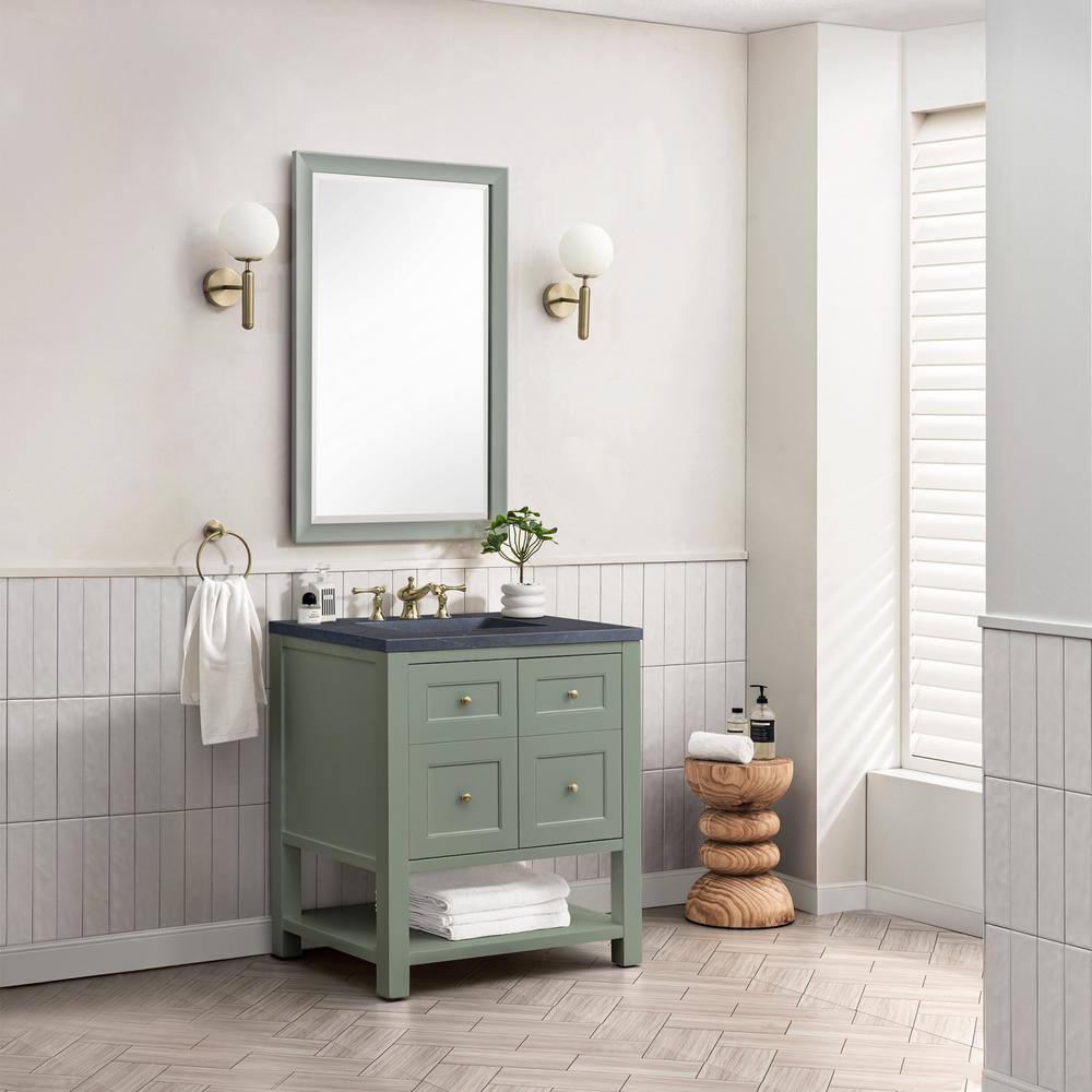 Smokey Celadon Solid Wood Single Vanity with Charcoal Soapstone Top