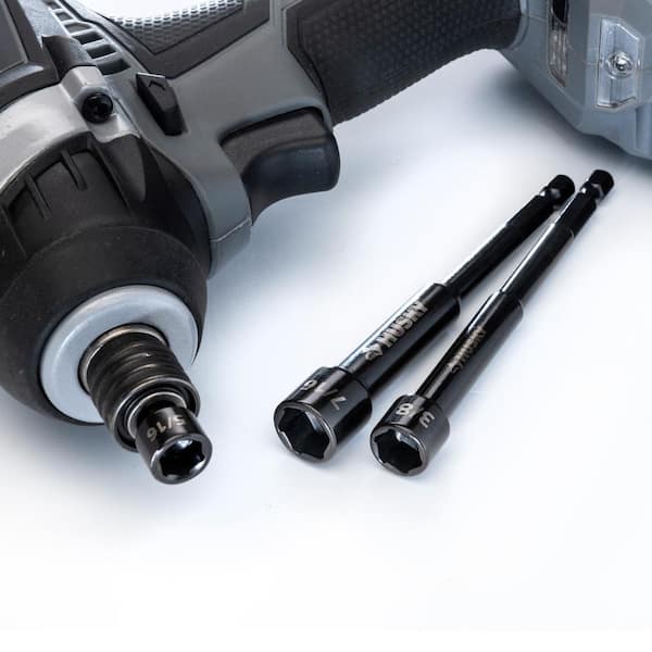 Husky - BITE SAE Impact Ready Interchangeable Nut Driver Set with Cushion-Grip Handle (10-Piece)