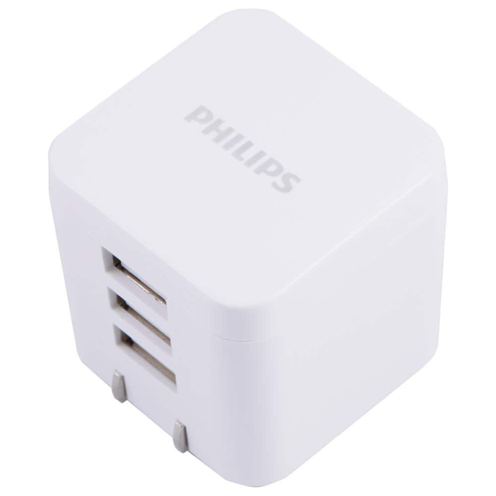 Samenstelling Arthur Conan Doyle Afslachten Philips Triple USB Wall Charger Charging Block High Speed Charging Station,  White DLP2408/37 - The Home Depot