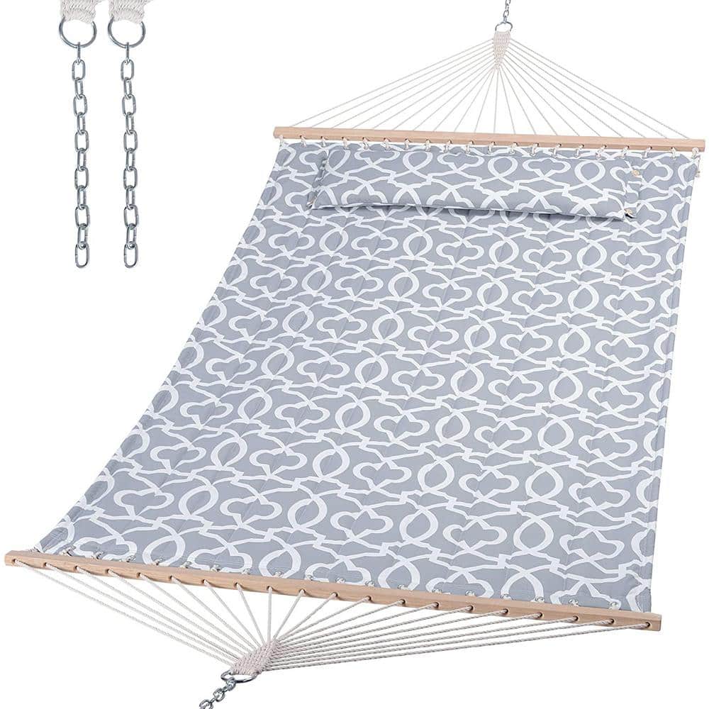 12 ft. Double Tree Hammock with Hardwood Spreader Bar, Extra Large Soft Pil
