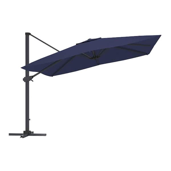 Clihome 10 ft. Square Cantilever Patio Umbrella in Navy Blue (without Umbrella Base)