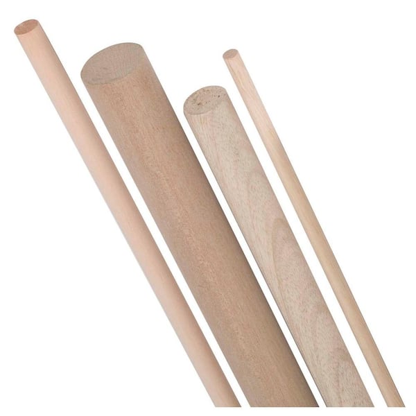 Wood Dowel Rod, 6Pcs Long Natural Bamboo Wooden Craft Sticks 15mm Diameter  Hardwood Round Rod Dowel Poles for Craft Projects