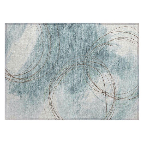 Chantille Machine Washable Indoor/Outdoor Abstract ACN2396 Teal 2 ft. x 3 ft. Accent Rug